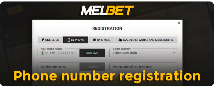 Registration of an account by phone number on the bookmaker's site MelBet 