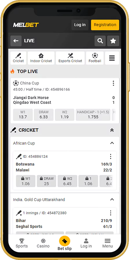 Melbet app sport betting screenshot
