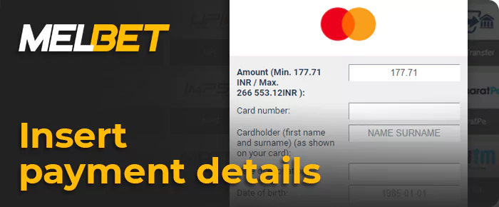 Enter the amount and payment details for your Melbet withdrawal