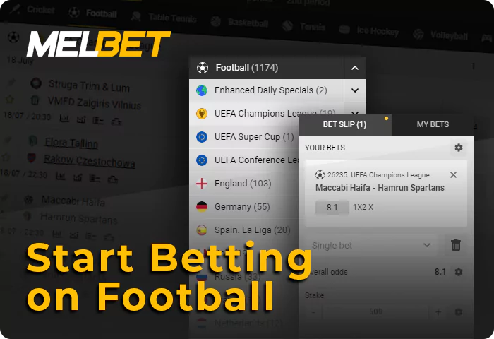 Instructions for starting football betting at Melbet