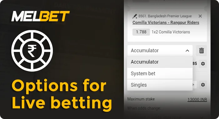 Real-time betting options at Melbet