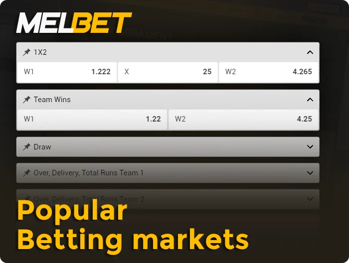 Options for betting on matches at MelBet bookmaker