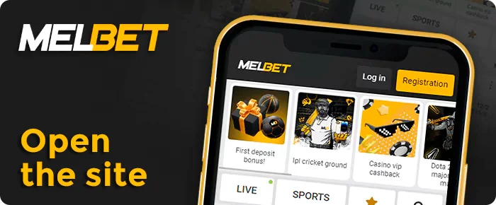 Open the mobile version of the site or the Melbet app