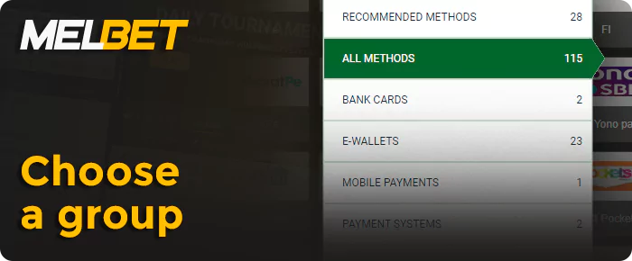 Choose your deposit method range offered by Melbet