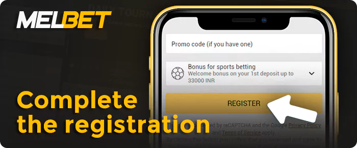 Confirm your account registration in the Melbet app