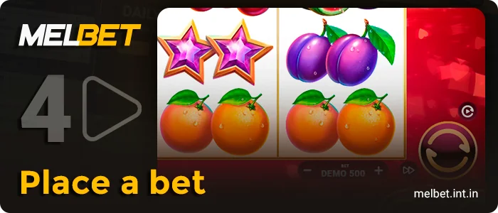 Place a bet in Melbet online slot