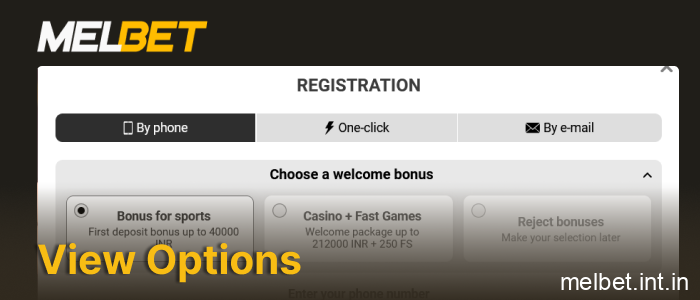 Select your preferred registration method, step 2