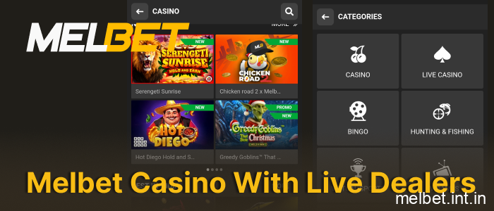Melbet India live casino with real dealers