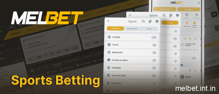 Sportsbook betting via Melbet India mobile app for Indian users