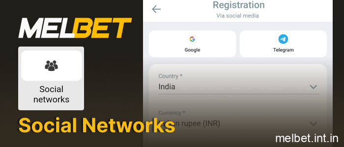 Sign up on Melbet India using social media accounts