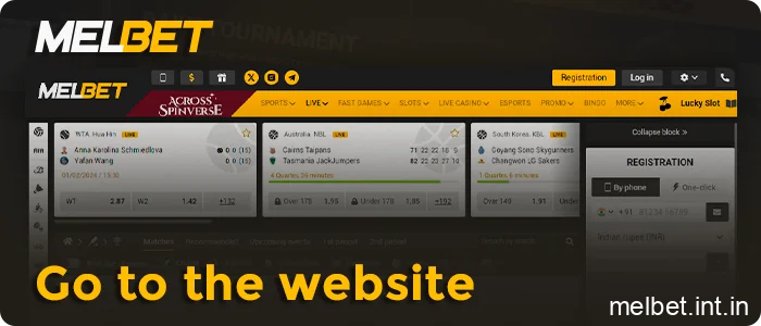 Go to the Melbet website using your favorite browser, step 1