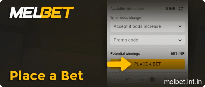 Click the Place a bet button, step 13