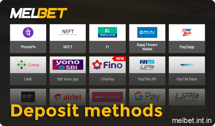 Melbet India deposit methods including UPI, PhonePe, Paytm, and cryptocurrencies
