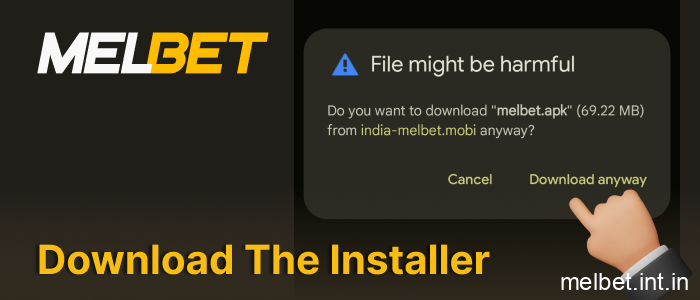 Click the Androil icon and wait for the Melbet APK file to download, step 3