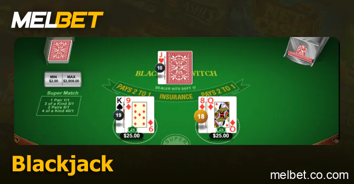 Play blackjack at Melbet