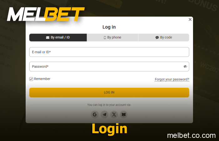 Instruction on how to login to Melbet