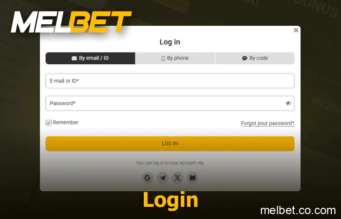 Instruction on how to login to Melbet