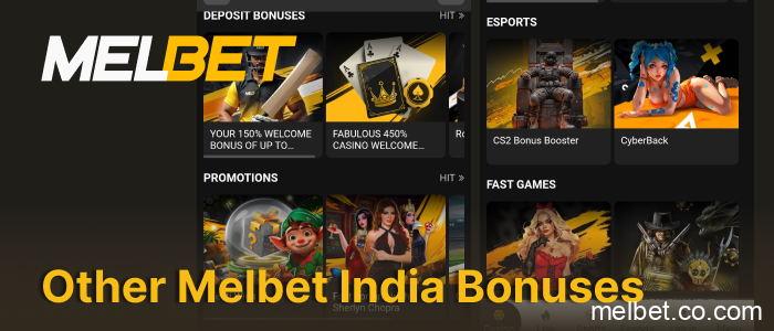 Additional Melbet India bonuses and promotions