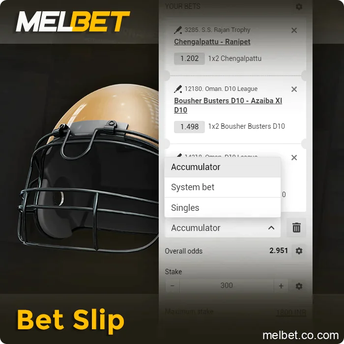 Placing multiple bet types on Melbet sportsbook for Indian players