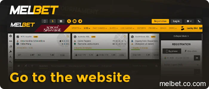 Go to the Melbet website using your favorite browser, step 1