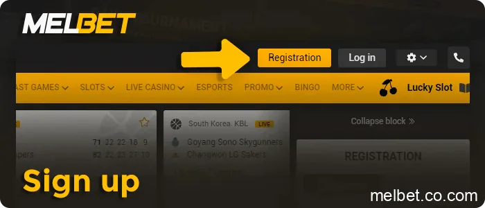 Click on the yellow "Registration" button and register, step 2.