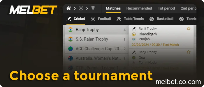Select the competition and country, step 7