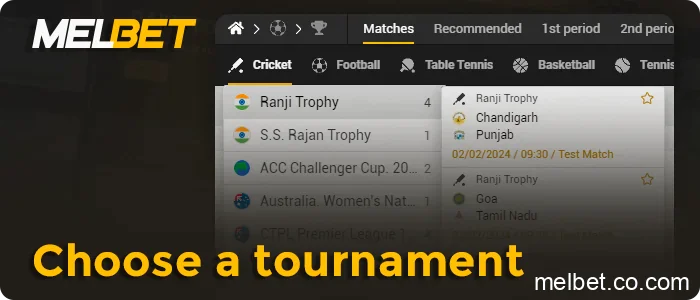 Select the competition and country, step 7