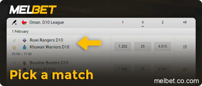Select a specific match, step 8