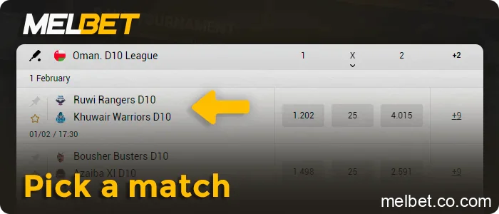 Select a specific match, step 8