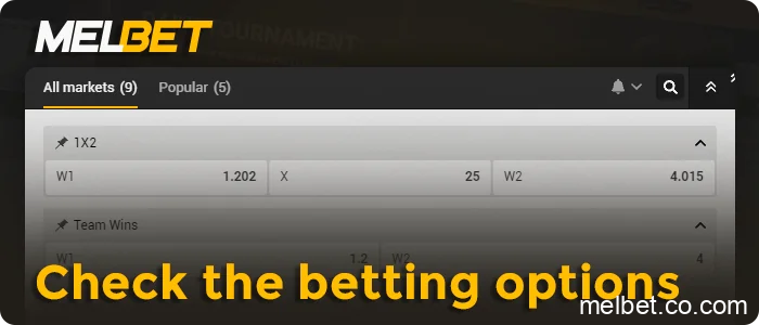 Review the list of available markets and odds, step 9