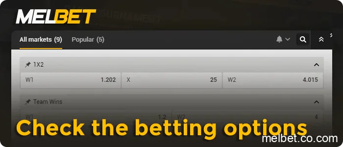 Review the list of available markets and odds, step 9