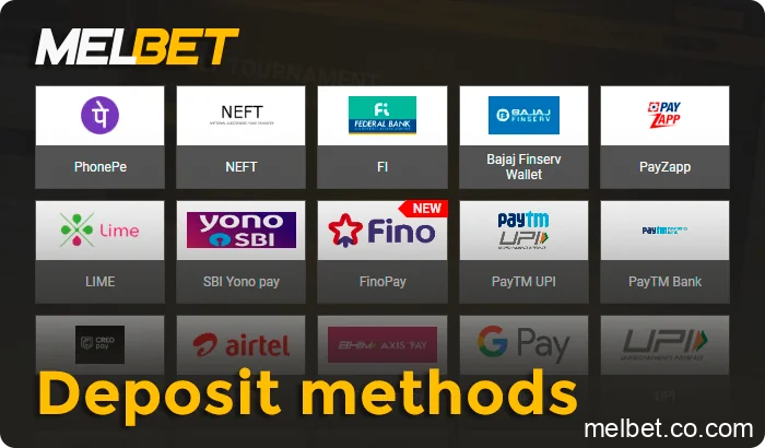 Melbet India deposit methods including UPI, PhonePe, Paytm, and cryptocurrencies